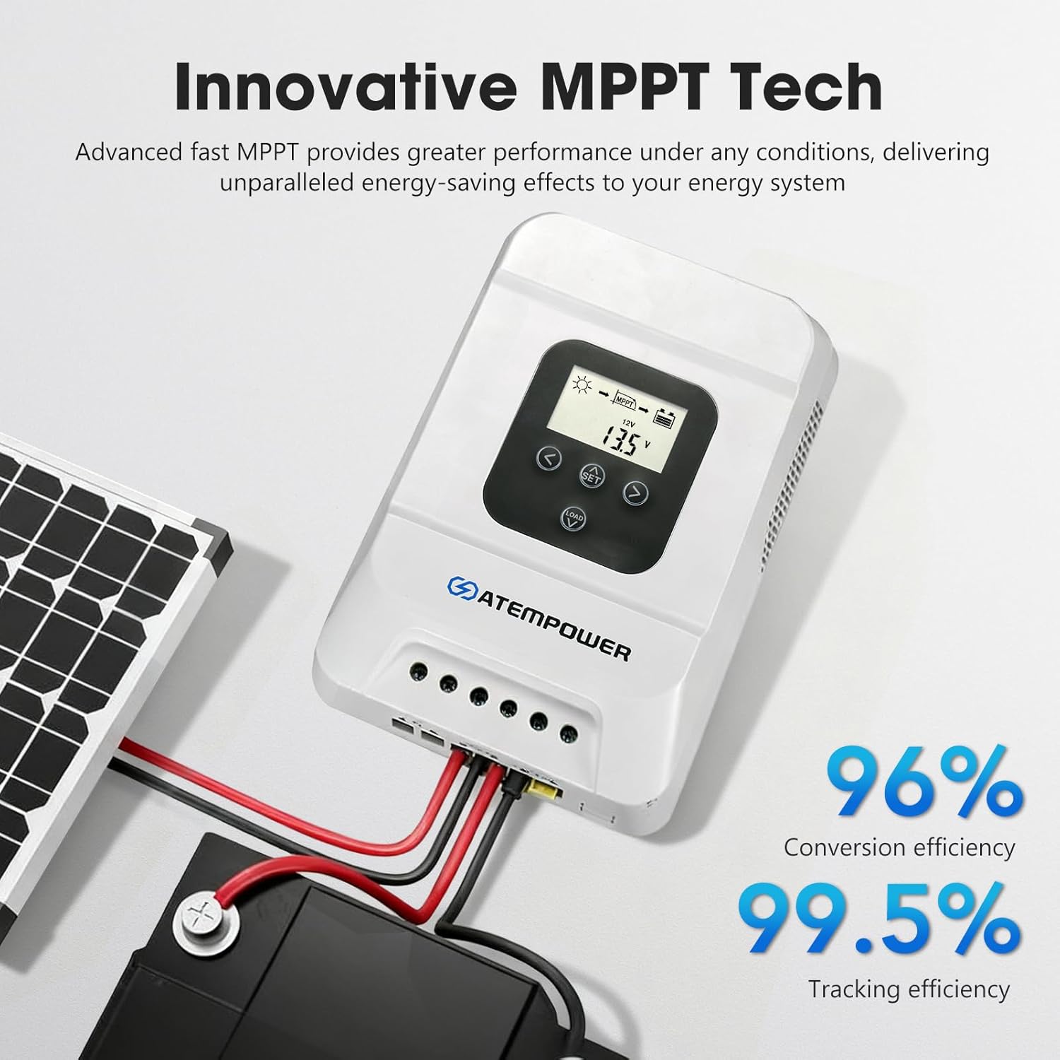 Atempower 60A MPPT Solar Charge Controller - Solar Charge Energy Controllers12V/24V/36V/48V Solar Panel Regulator for LiFePO4 , FLA, SEL, Gel, TernaryD