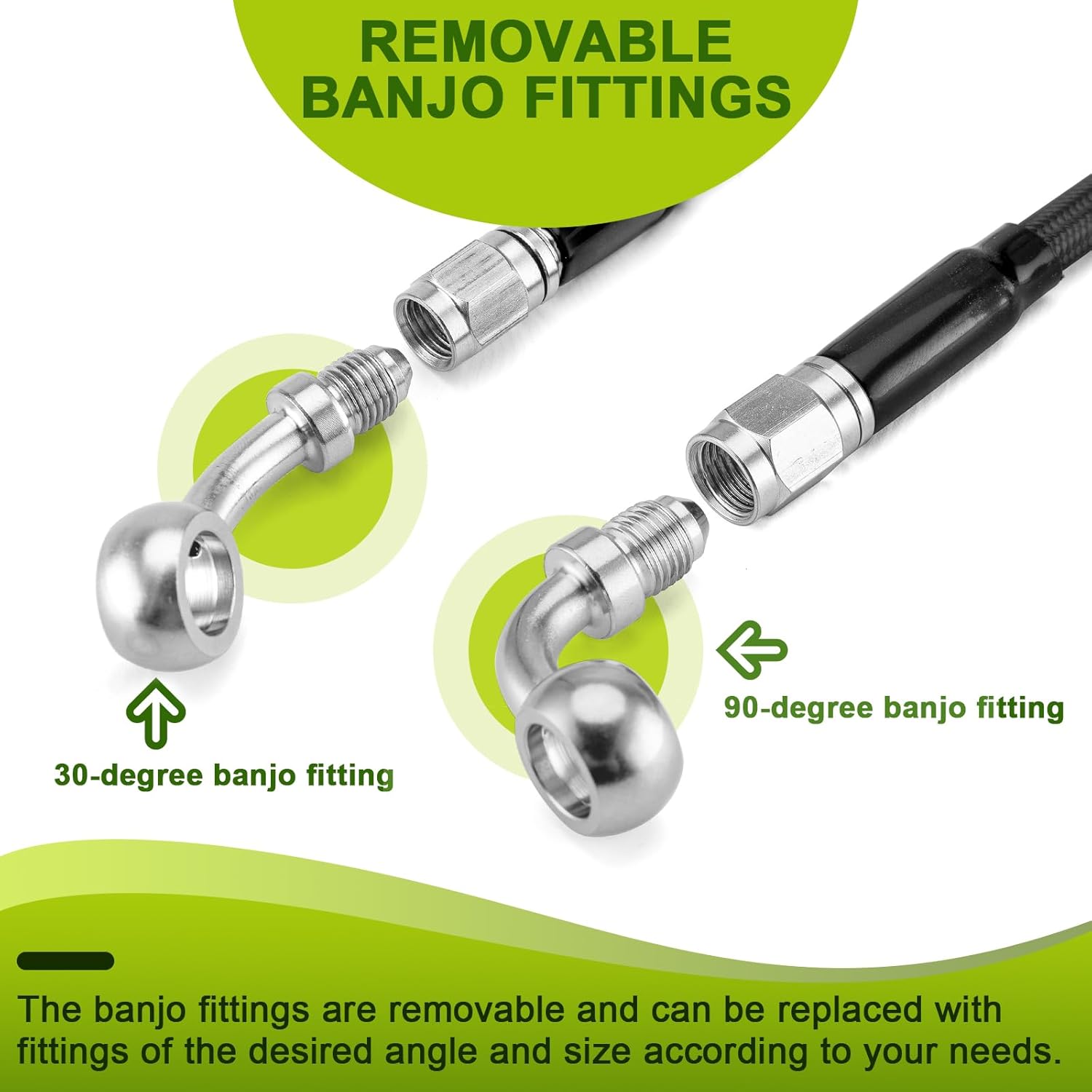 Mofun 48" Extended Length Hydraulic Front Brake Line Kit Non-ABS Stainless Steel Compatible with Harley Sportster XL883 N/L, XL1200X/T 2004-2022 For 12" 14" Handlebar Black