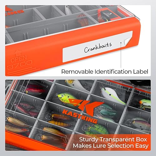 Miniatura 5 de KastKing HyperSeal - Caja de aparejos impermeable, 3600 y 3700 bandejas de aparejos impermeables, organizador de aparejos de pesca con divisores