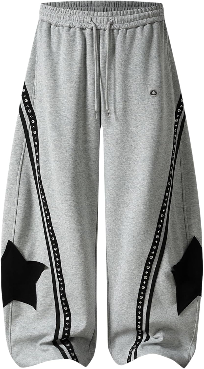 Aelfric Eden Baggy Barrel Sweatpants Star Graphic Wide Leg Sweatpants Women Men Stripes Y2k Unisex Pants Trousers