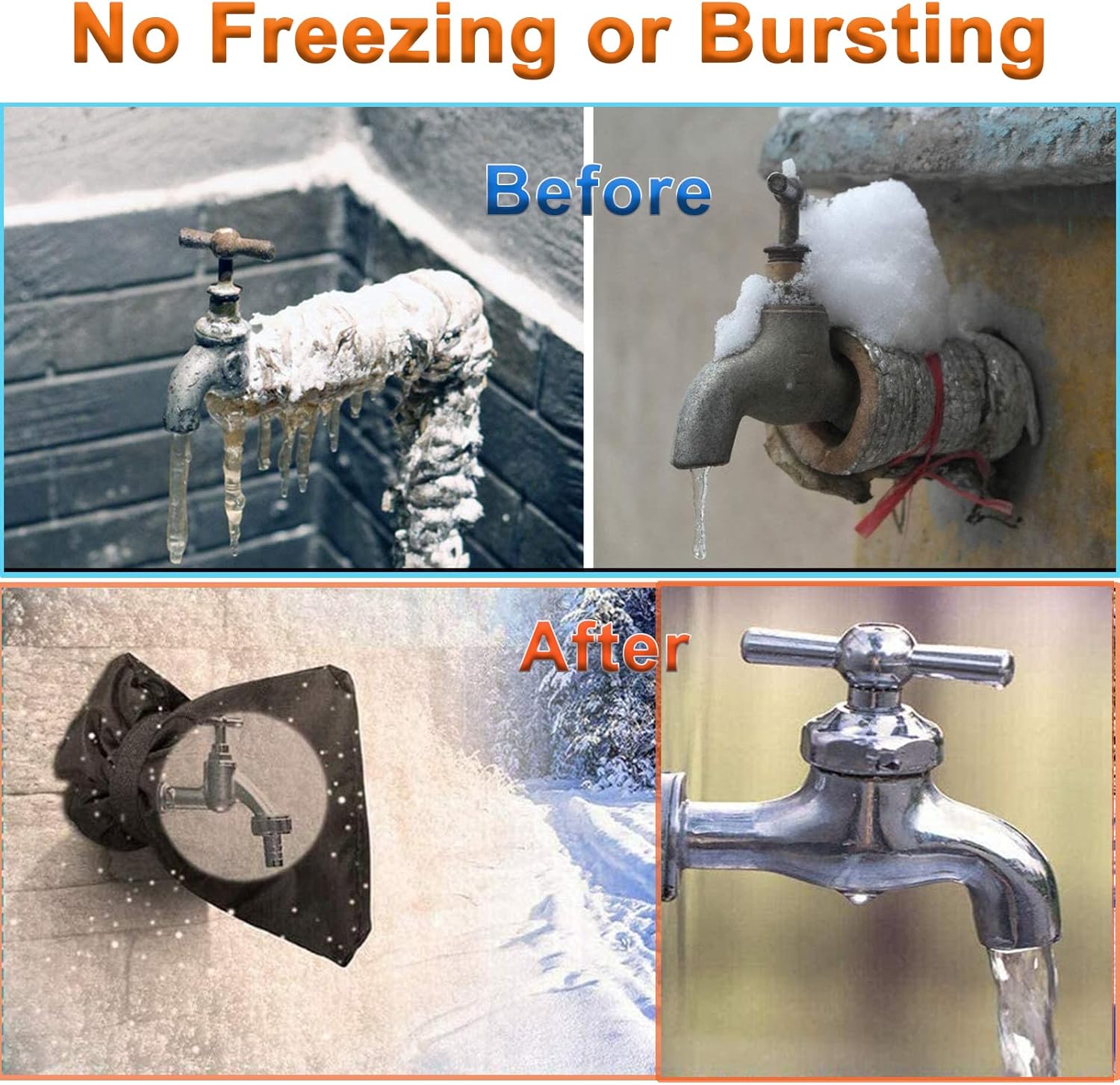 CGACOL Outdoor Faucets Cover Winter Freeze Protection Outdoor Faucets Spigot Cover Socks Large Size 4 Pack Waterproof Insulated Faucet Protector for Cold Weather Reusable Windproof 9x7.1inch XL : Patio, Lawn & Garden