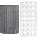Bath Rug, 24x16, Gray and Bath Mat, 35x16, Clear Bundle