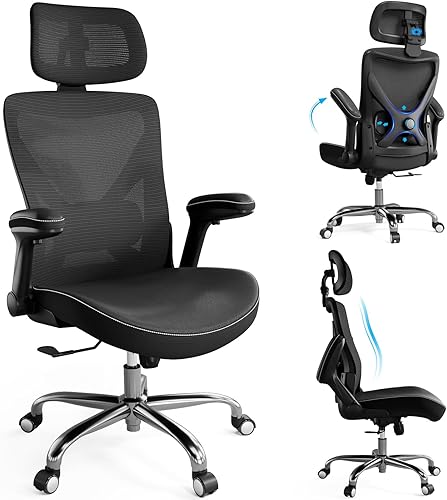 Silla ergonómica de oficina, silla de computadora en forma de X, de malla de piel sintética con soporte lumbar ajustable, silla de escritorio
