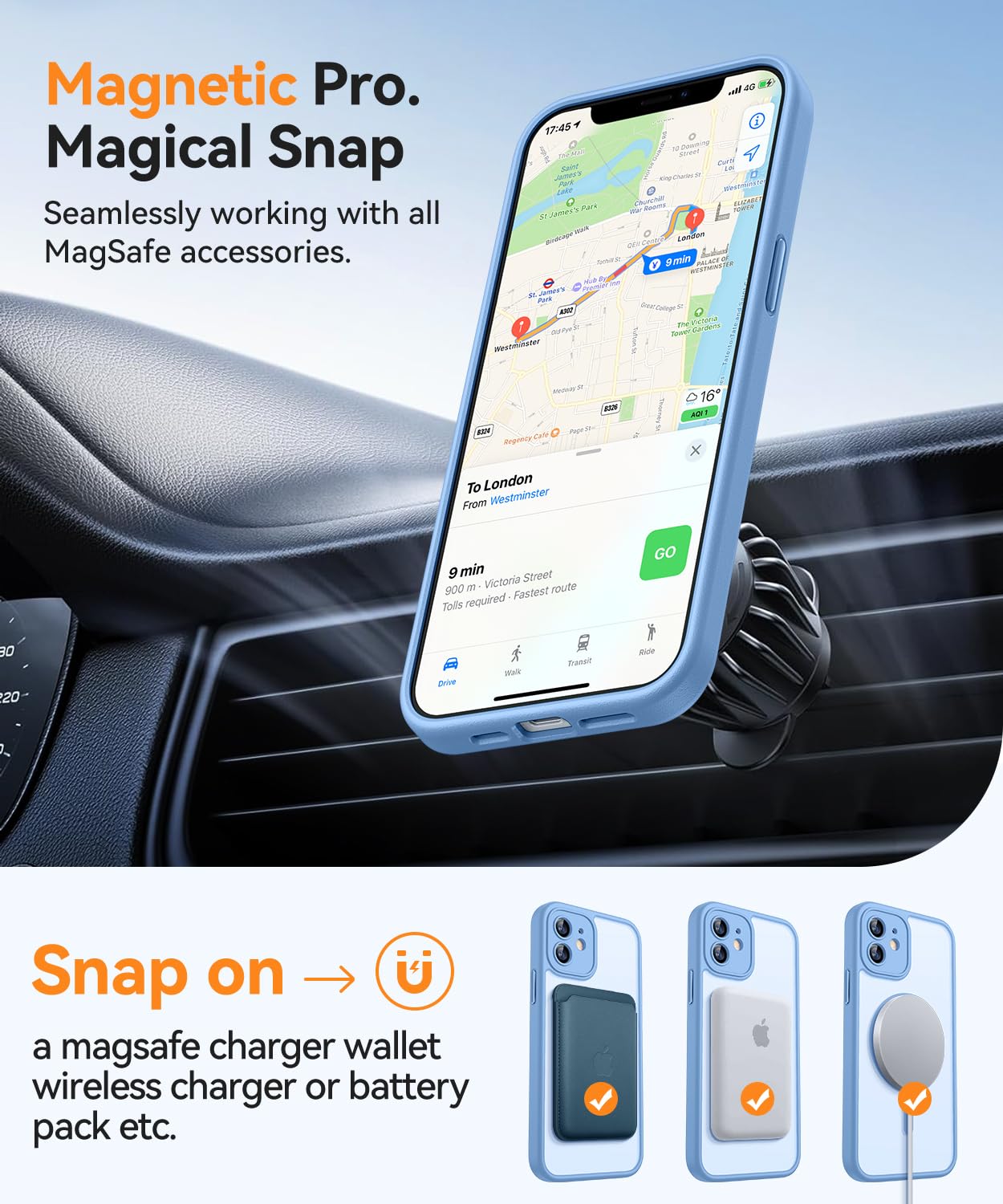 CANSHN Magnetica Cover per iPhone 12(6.1 Pollici), [Protezione Completa Della Fotocamera] Custodia Traslucida Opaca Protettiva Sottile Antiurto,Azzurro