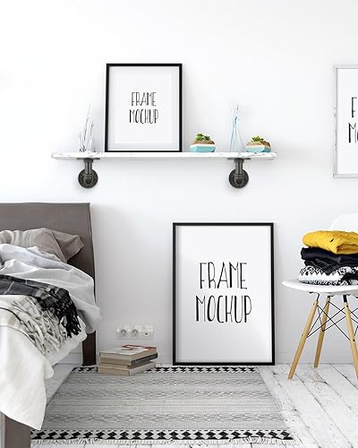 Miniatura 7 de MUZIK Soporte para estante, paquete de 12 soportes flotantes resistentes, soportes de estantería de metal para montaje en pared de tubería