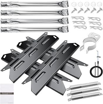 Replacement Parts for Kenmore 4 Burner Grills, 146 Series | 14 3/4 Grill Burner, 14 15/16 Heat Plate, Ignitor & Crossover Parts for Kenmore 146.34611410 146.46372610 146.23673310