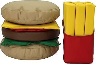 Factory Direct Partners 14011-AS SoftScape Stack-a-Burger Soft Play Set & French Fries with Bag - Pretend Fast Food, Fluffy Bean-Filled Buns (13-Piece)