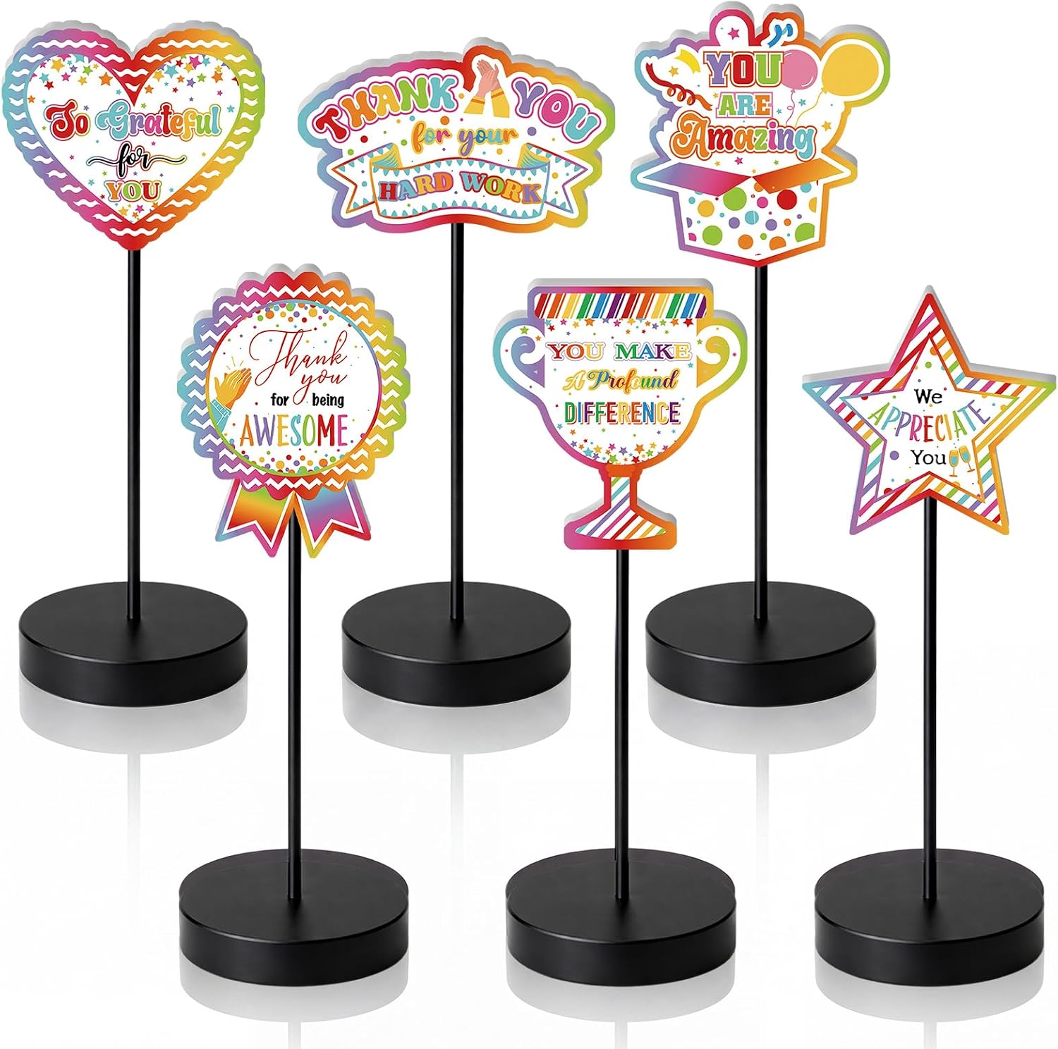 BreezeHug 6 Pcs Wooden Employee Appreciation Thank You Decor