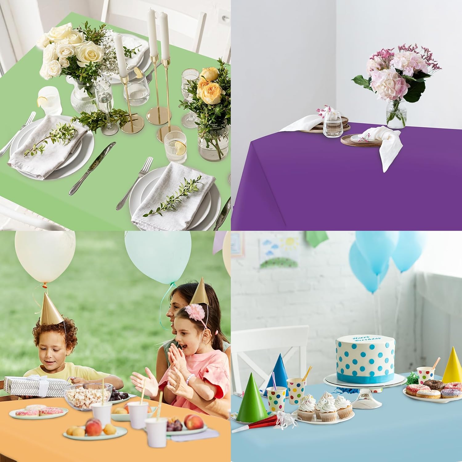 Whaline 24Pcs Pastel Color Plastic Tablecloth 6 Colors Rectangle Table Cover Waterproof Boho Table Cloth for Party Table Decoration Supplies Silly Goose, 54 x 108 Inch