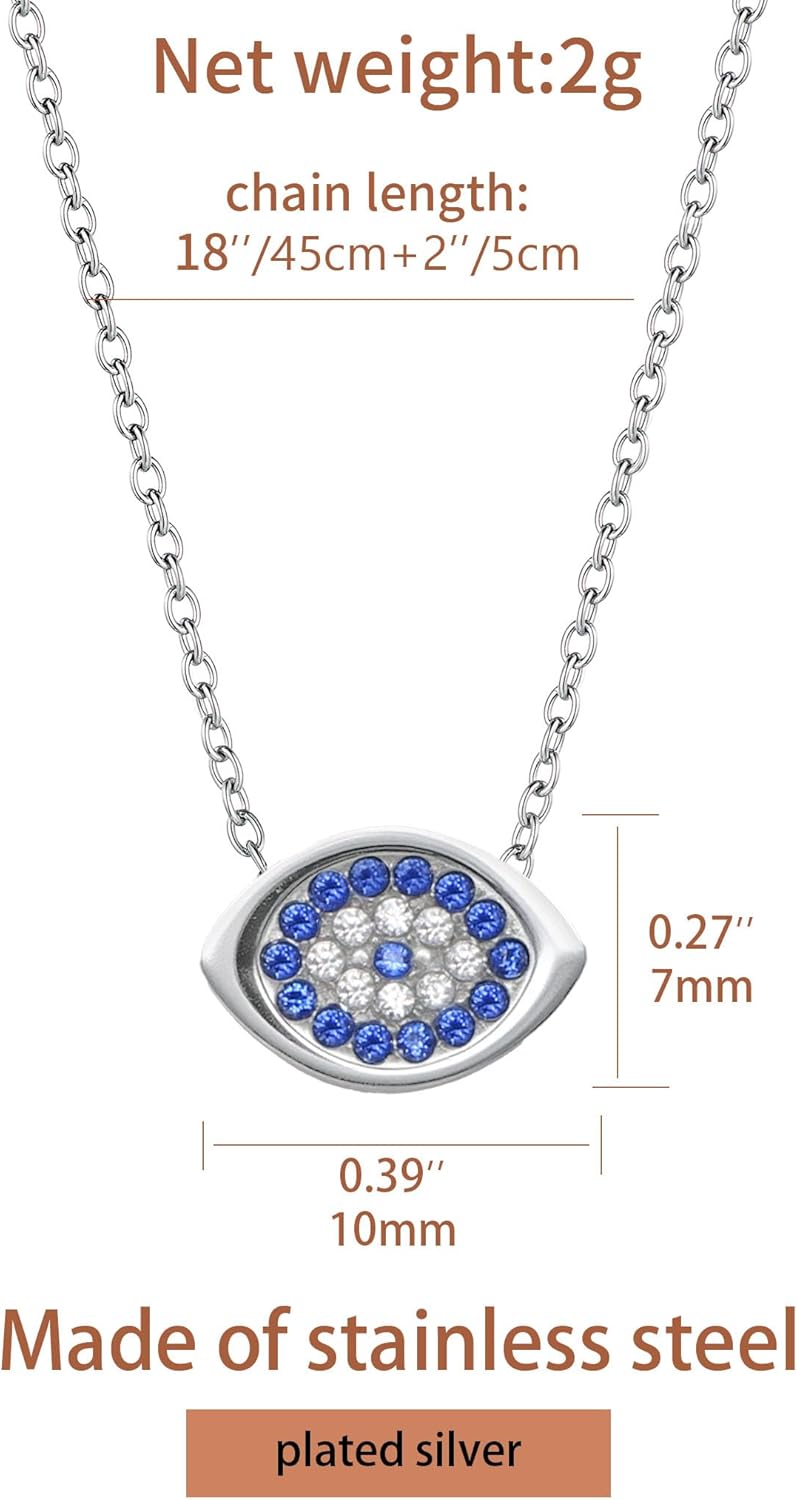 Dainty Stainless Steel Cubic Zirconia Round/Eye Pendant Necklace for Women Pave Necklaces Fashion Jewelry - Image 5