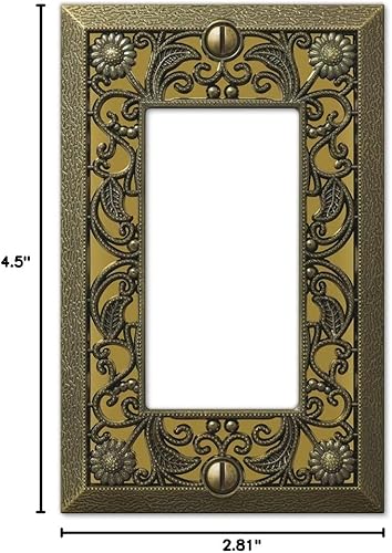 Miniatura 8 de Amerelle tapa para tomacorriente doble de metal con diseño de filigrana, 65RAB