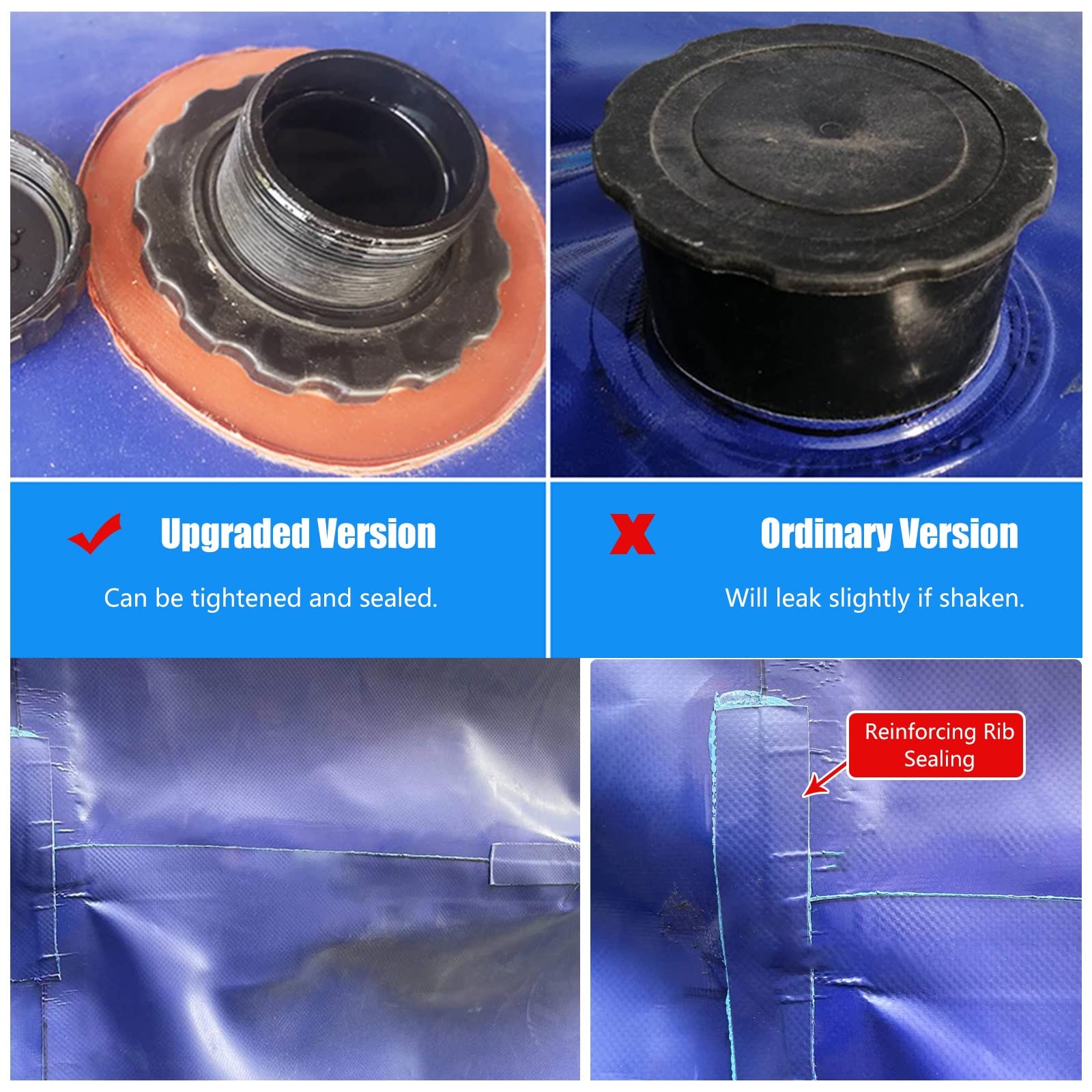 Poche à eau d'urgence, sac de stockage d'eau souple portable de grande capacité pour la survie à la sécheresse et la prévention des incendies