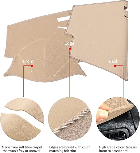Miniatura 4 de Alfombra para tablero de automóvil, protector para tablero de Toyota Camry 2007 2008 2009 2010 2011 (Beige)