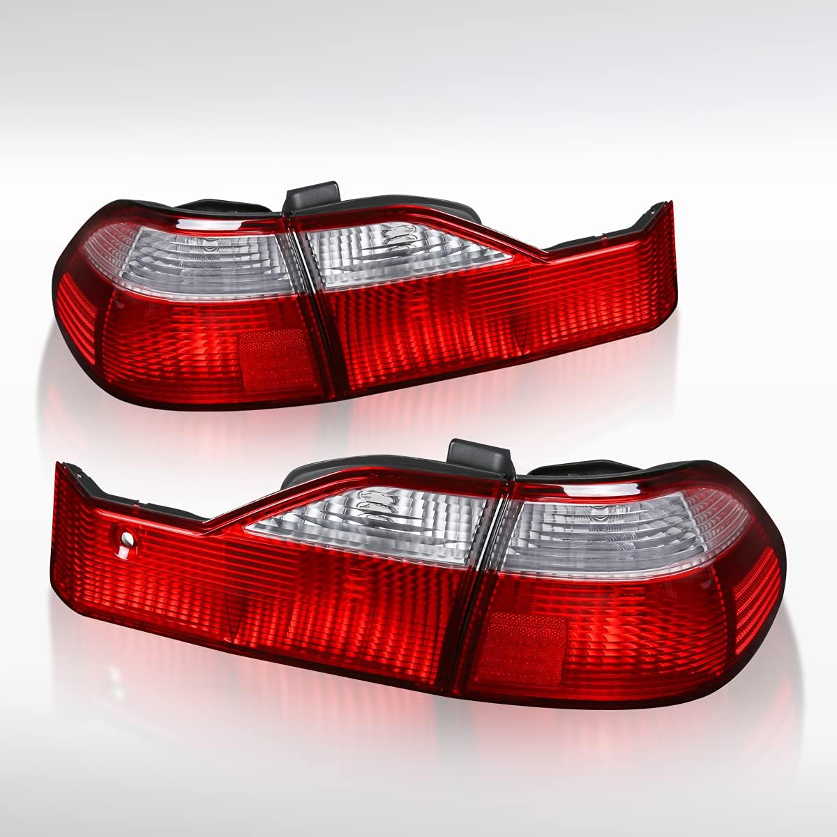 Autozensation Compatible with 1998-2000 Honda Accord 4-Door Sedan, Left + Right Pair Assembly, Red Tail Lights