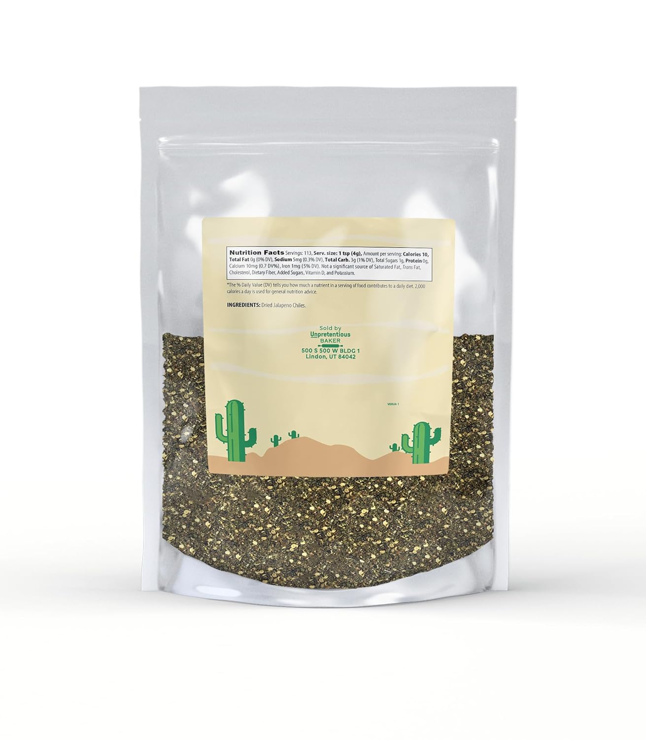 Unpretentious Dried Diced Jalapeno, 1 lb, Mild to Medium Heat, 5,000 to 15,000 SHU, Southwestern Cuisine