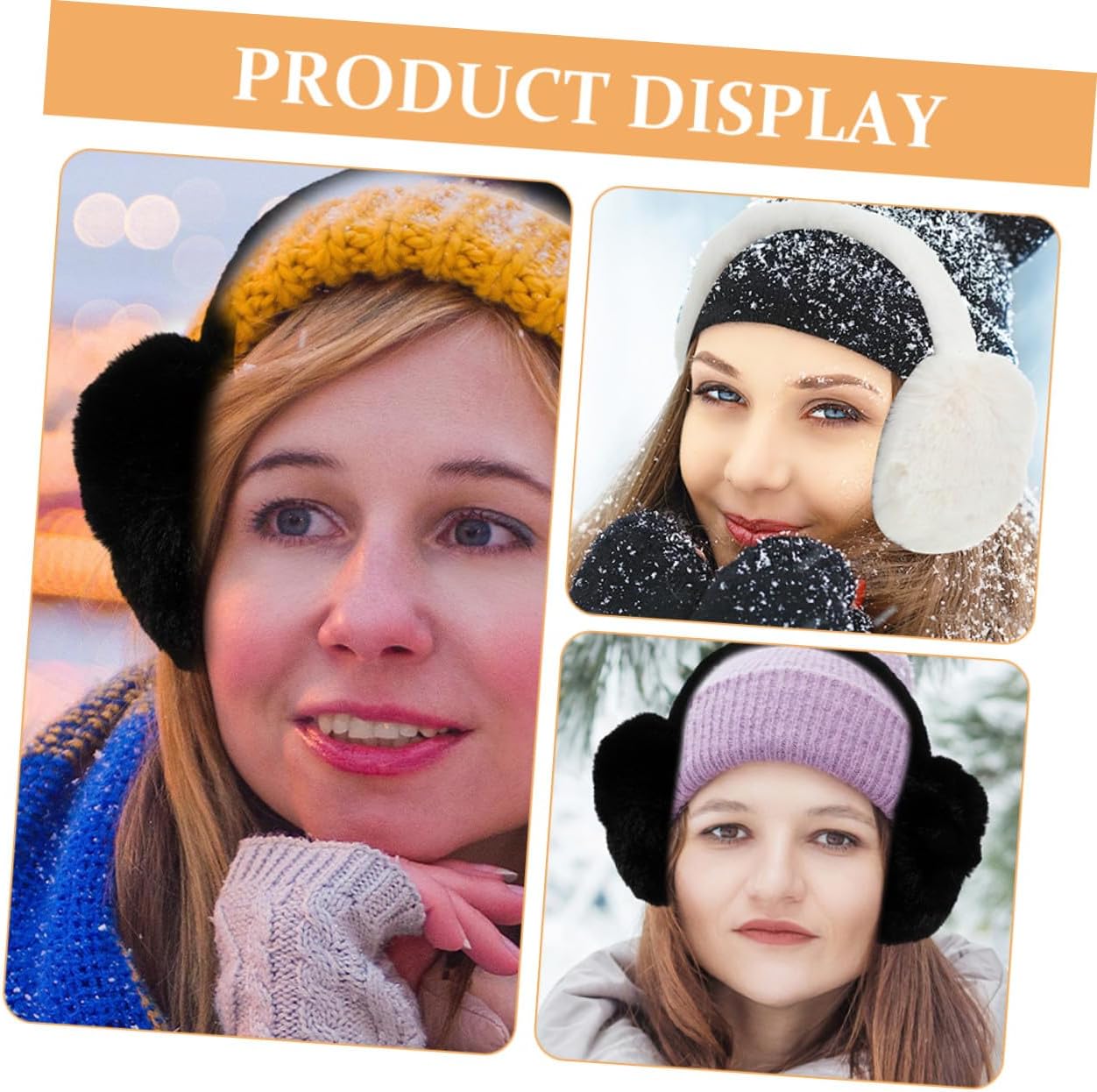 2pcs Foldable Furry Earmuffs for Women Soft Plush Ear Warmers Lightweight Cold Weather Protection Outdoor Winter Accessories