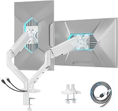 ARES WING Support de Moniteur 2 moniteurs pour écrans de 17 à 35 Pouces, Double Bras pour écran avec capacité de Charge de 2 à 12 kg, Ports USB-A et USB-C, Bras de Moniteur avec Gestion des câbles