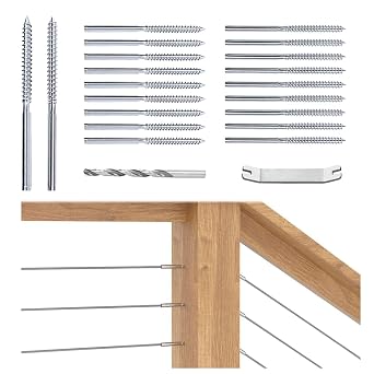 Muzata 20 Pack 1/8" Cable Railing Hardware Kit Swage Lag Screws Left and Right Handed Thread for Wood Post T316 Stainless Steel Deck Cable Railing System 10 Pairs CK17