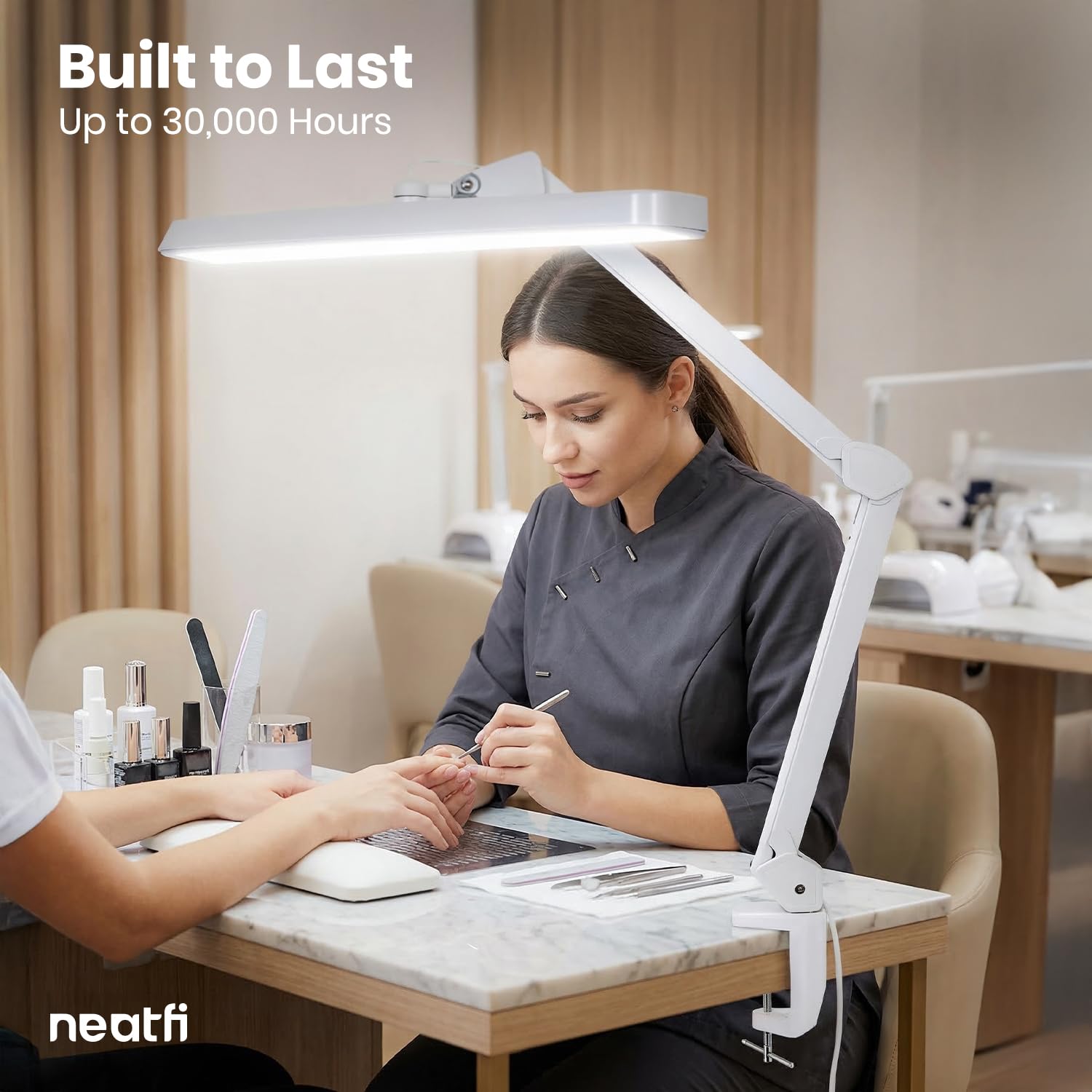 Neatfi XL Lámpara de trabajo LED de Enchufe, 30W, 5 modos de luz, regulable, 324 piezas de LED SMD (Blanco)