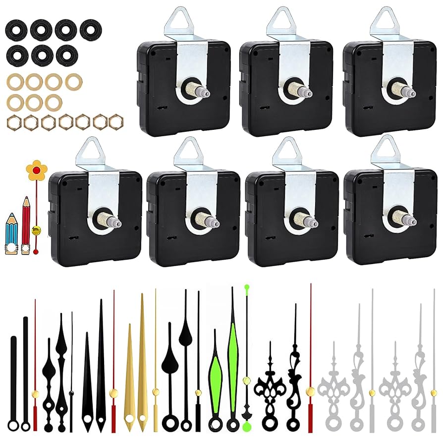 BORDEAG 7-tlg. Uhrwerk Set Mit Zeigern - Lautlose Quarz Uhrwerke Für DIY Wanduhren