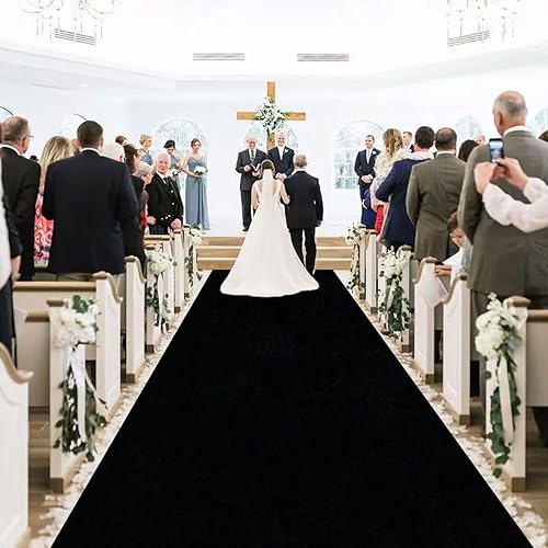Miniatura 5 de MODFUNS Alfombra de terciopelo de 5 x 15 pies para bodas, color negro, para bodas, exteriores, rústica, para fiestas, cumpleaños, graduaciones,