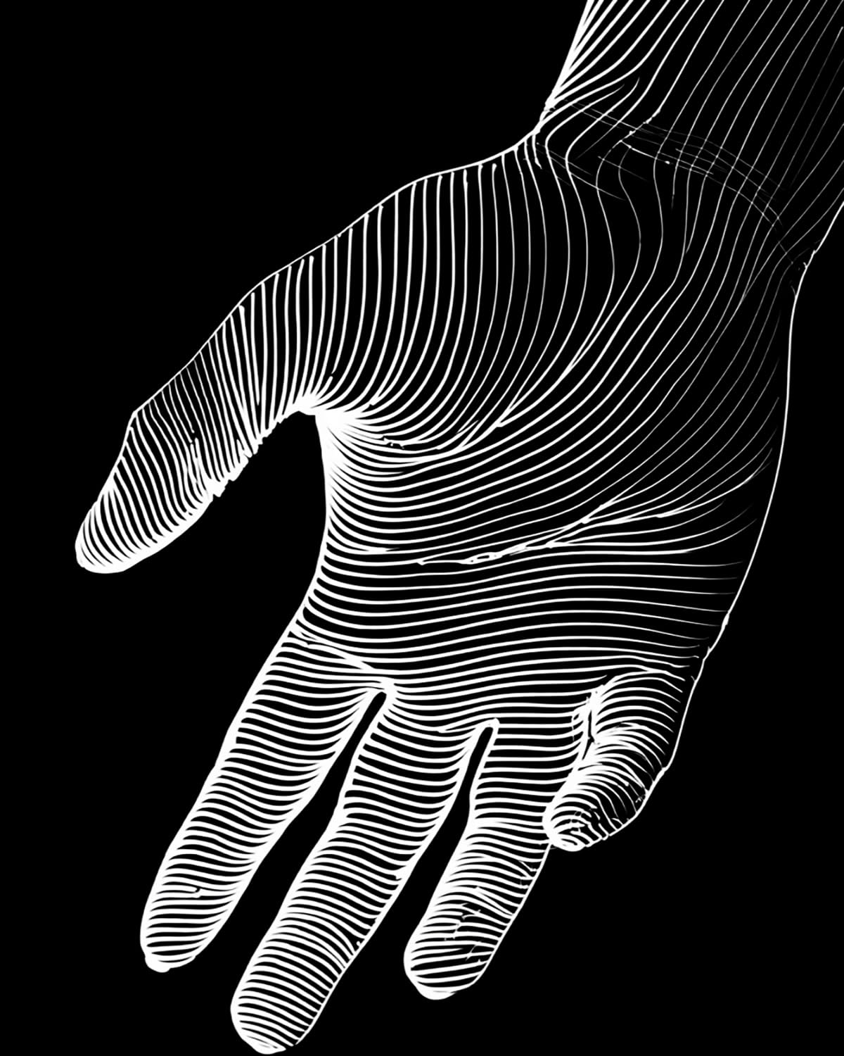 Liubaishi Black Paint By Numbers For Adults, Palmprint Light And Shadow, 40X50 Cm Canvas With Acrylic Paints And Brushes