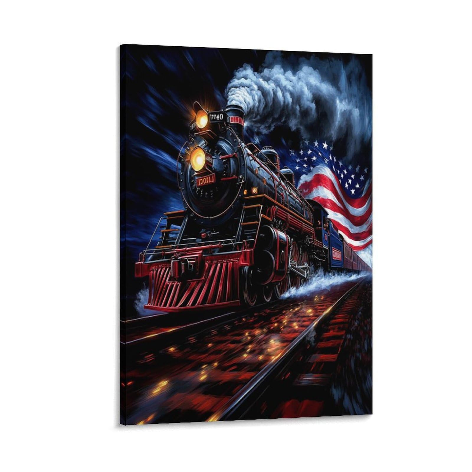 Décoration murale image sur toile style industriel train à vapeur noir - 6