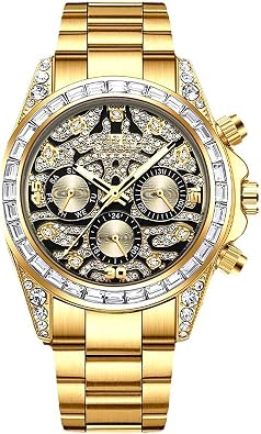 ADSBIAOYE Watches for Men Automatic Diamond Stainless Steel Waterproof Luminous Luxury Dress Wrist Watches