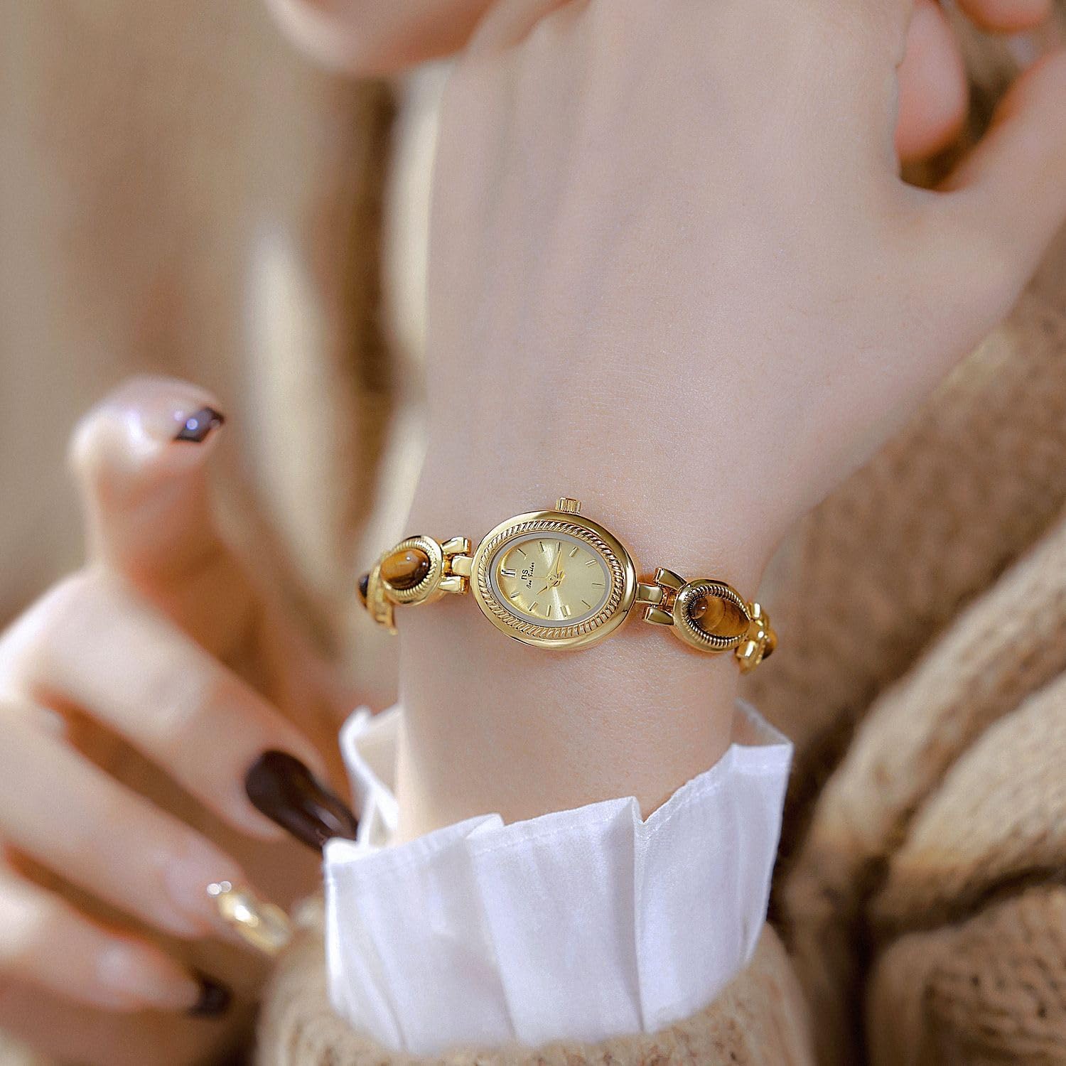 Gosasa Elegant Pearl Watch for Women Dainty Oval Bracelet Watch image 2