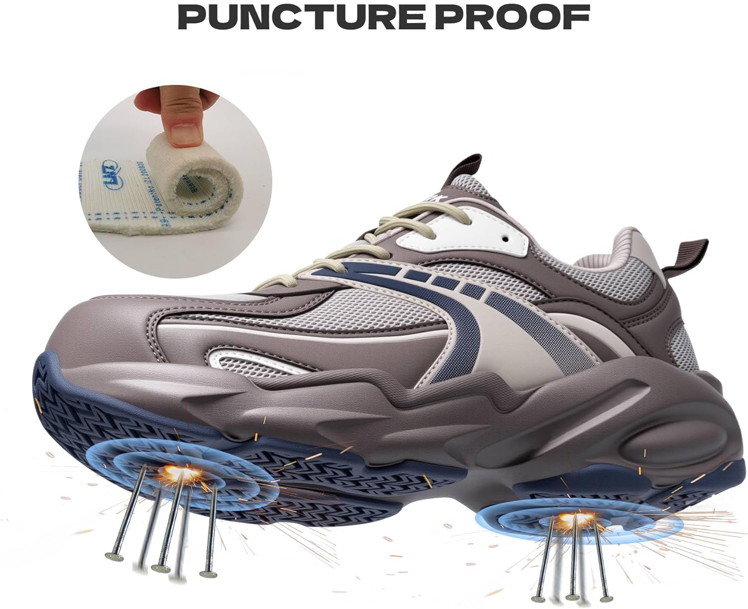 LARNMERN Steel Toe Shoes for Women Men Non Slip Composite Puncture Proof Ergonomic Safety Work Construction Sneakers Lightweight Breathable Tennis Shoes - Image 4