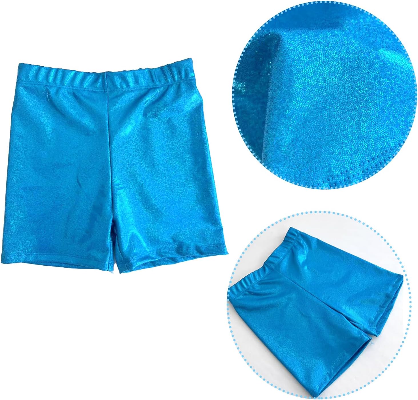 Gymnastics Shorts for Girls and Dance Shorts for Girls Metallic or Spandex Fabric Wear for Kids and Women