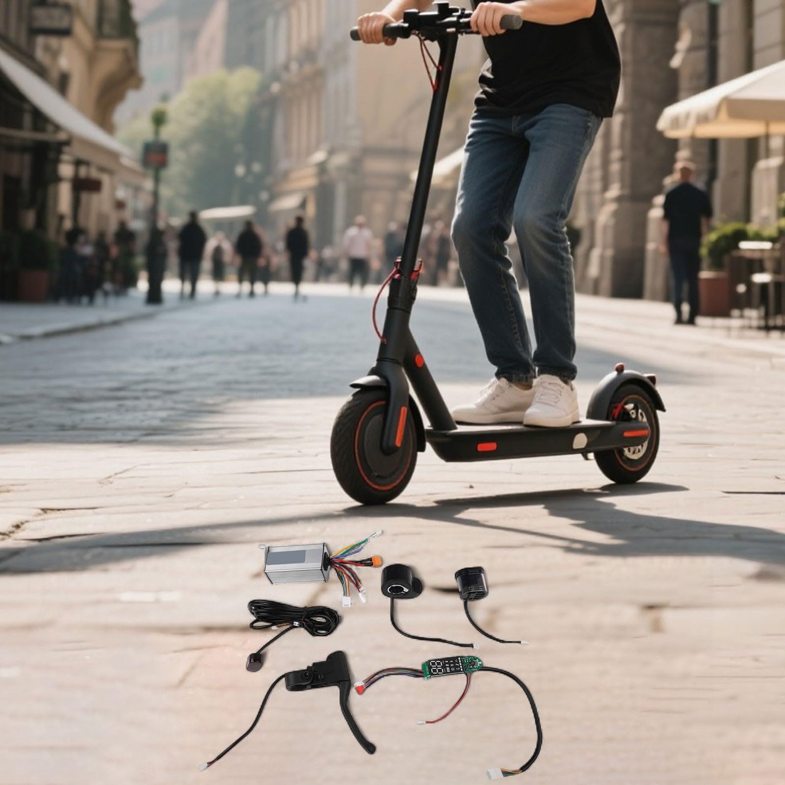Kit de controlador de scooter eléctrico de 36 V, 500 W, 17 A, con salpicadero, acelerador y luces, compatible con scooters eléctricos de 10 pulgadas