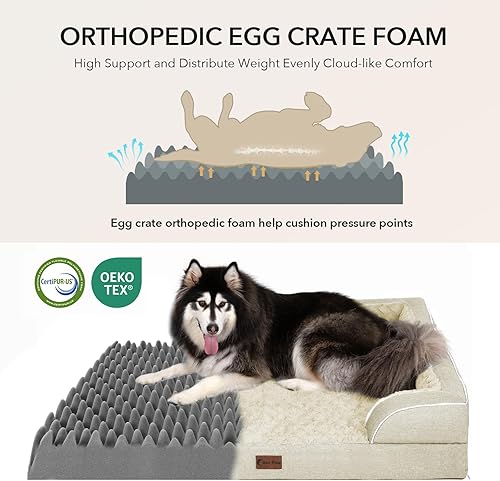 Miniatura 2 de Camas Ortopédicas para Perros de Tamaño Extra Grande, Cama para Mascotas de Espuma Viscoelástica Impermeable XL con Lados de 48 x 30 Pulgadas, Cama