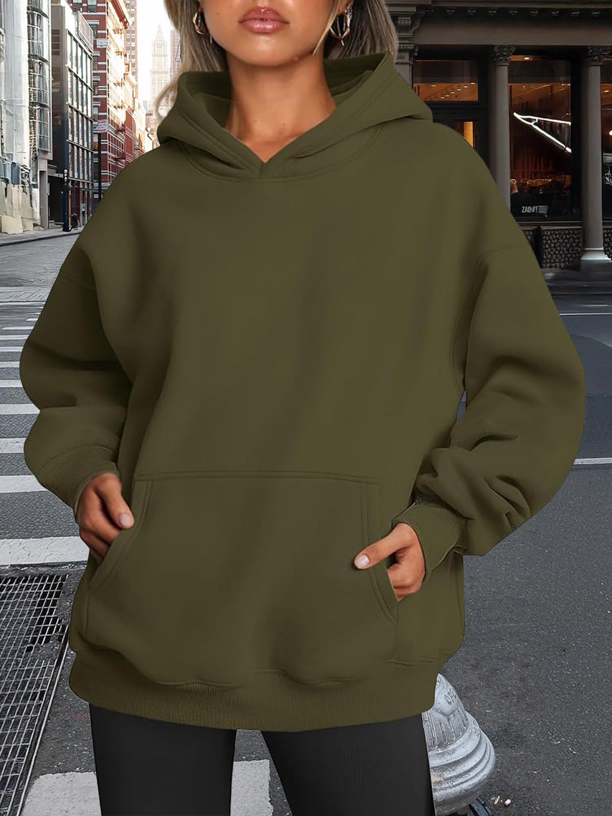 Trendy Queen Womens Oversized Hoodies Fleece Sweatshirts Fall Fashion Pullover Sweaters Winter Clothes: Army Green Large