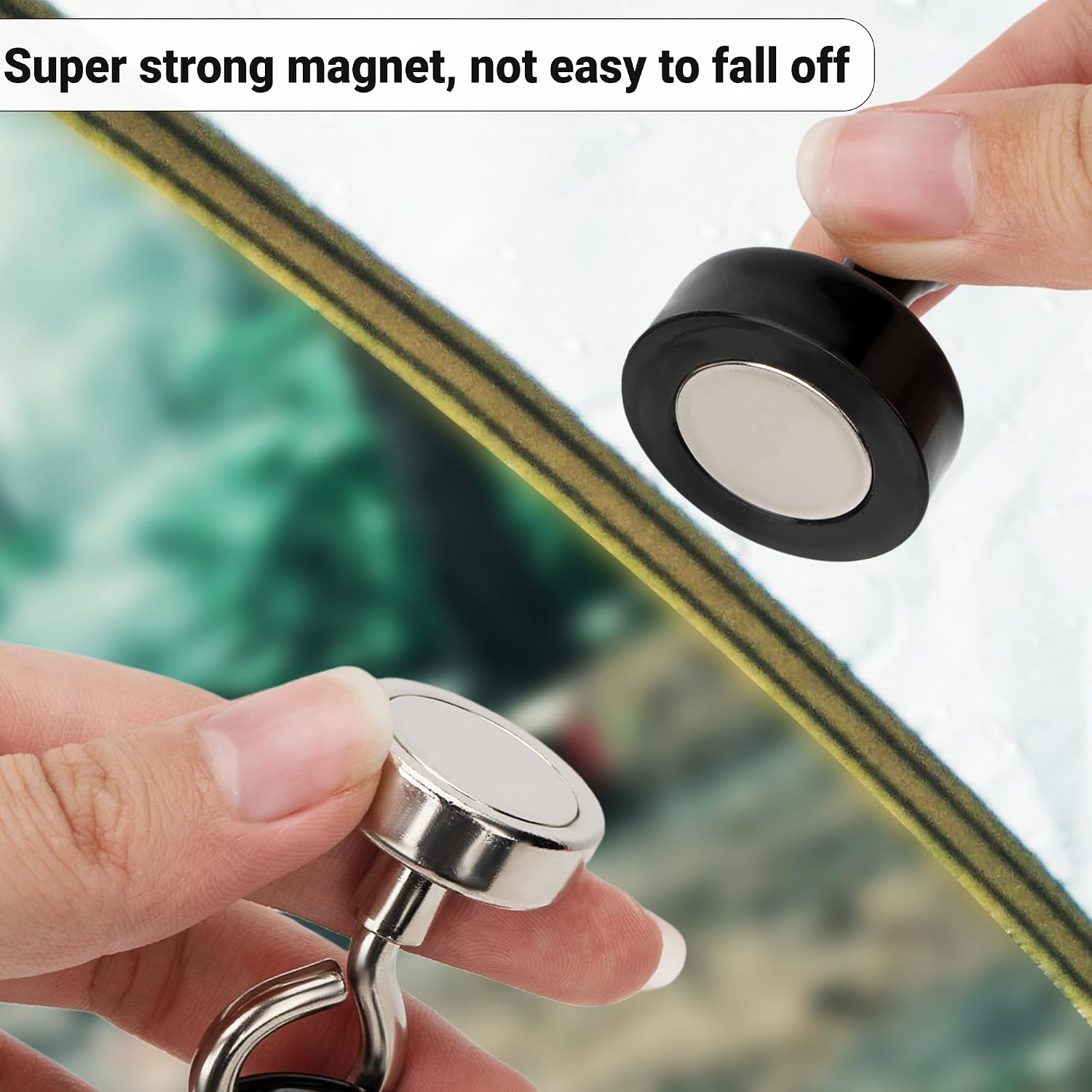 Camping Magnetic Hook, Magnetic Hook with Carabiner, Cruise Suspension, Multi-Purpose Tent Canopy, Suitable Camping and Hiking Trips (2 Packs)