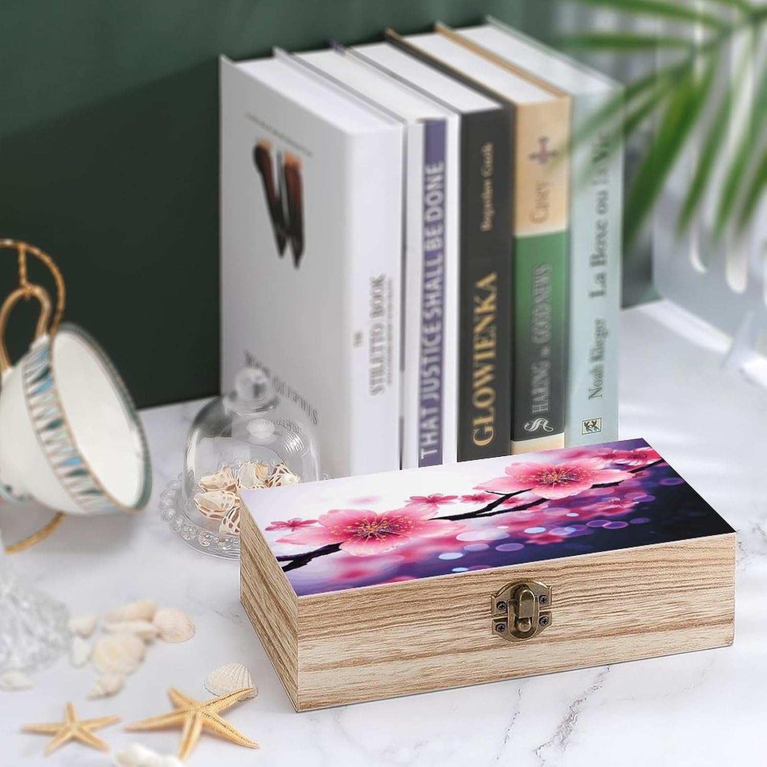 Flower Wooden Storage Box Vintage Jewelry Box image 4