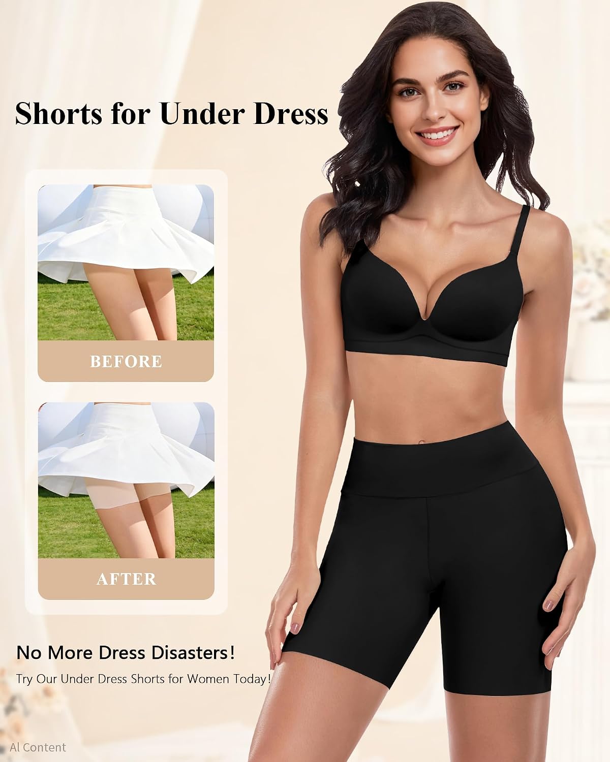 AugYew Women's Cooling Slip Shorts Under Dresses - Anti Chafing High Waisted Boyshort Underwear for Yoga Workout