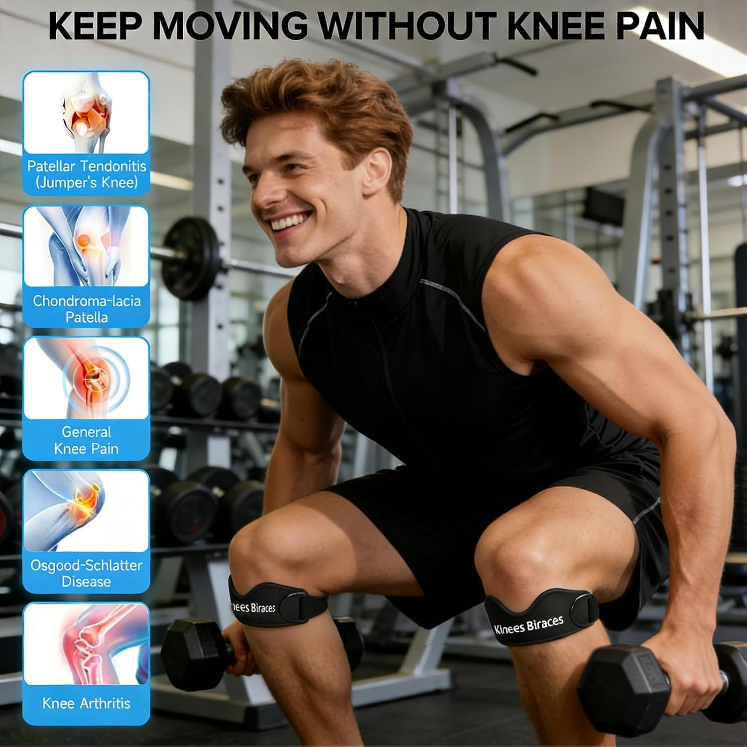 Patellar Tendon Support Strap 2 Pack,Knee Brace for Women Men.Built-in Meniscus Protection Bar, Offers Relief from Meniscus Tear and Knee Pain.Patella Stabilizer Knee Brace for Running, Basketball, Jumpers Knee, Tennis, Volleyball & Squats.