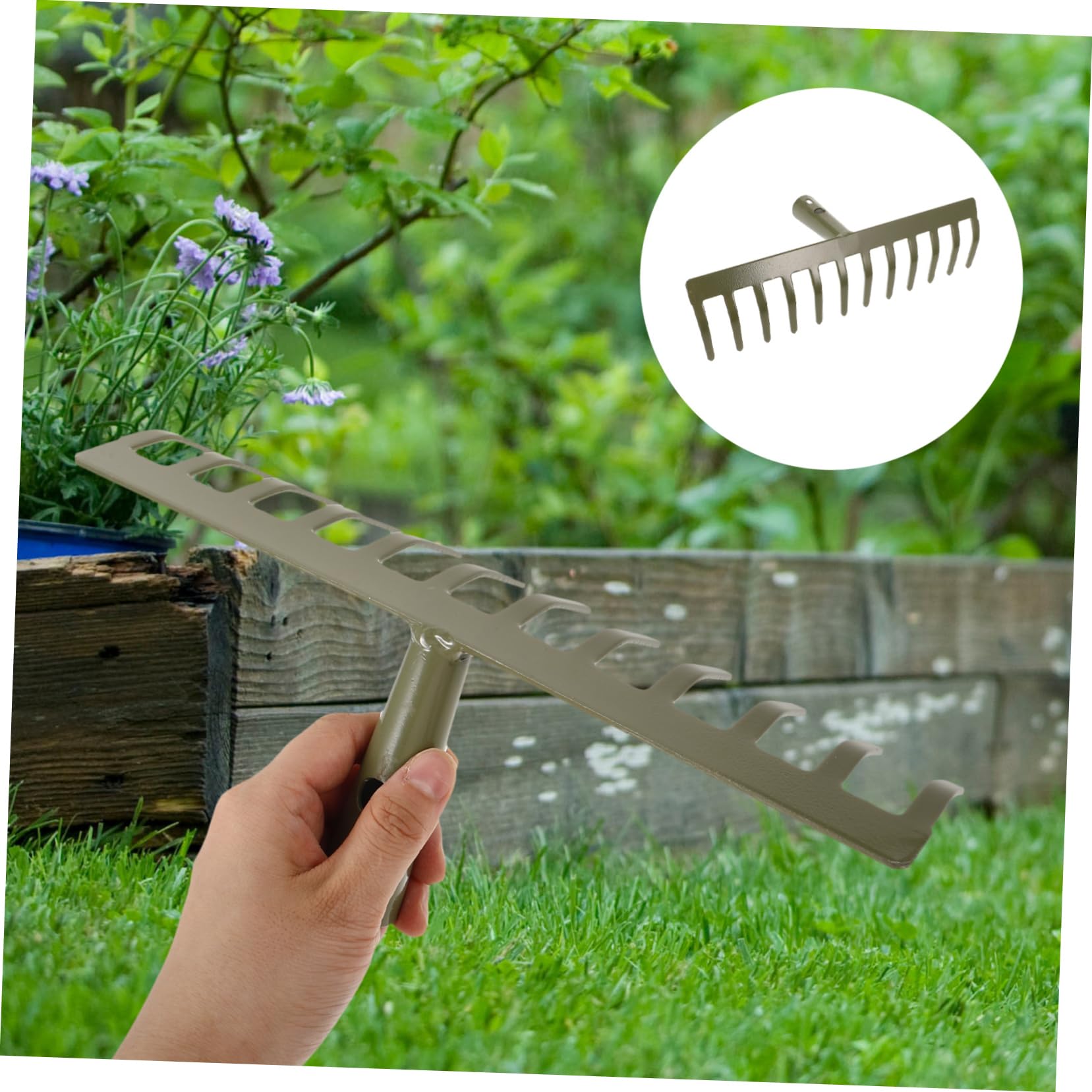 HOMSFOU 2stücke Mini Gartenrechen Aus Metall Ersetzbarer Handrechen Für Garten Und Zähne Zum Jäten Und Lockern des Bodens Ergonomischer Griff Für Optimalen Komfort