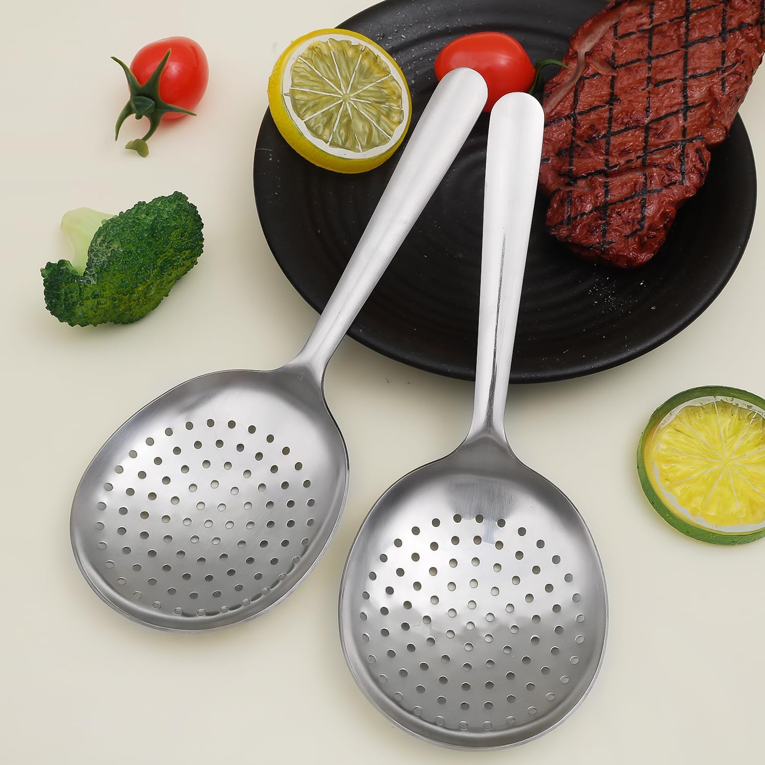 1 PCS Stainless Steel Slotted Serving Spoons, Metal Slotted Spoon with Short Handle, for Buffet, Party, Dinner, Restaurants, Kitchen 2026