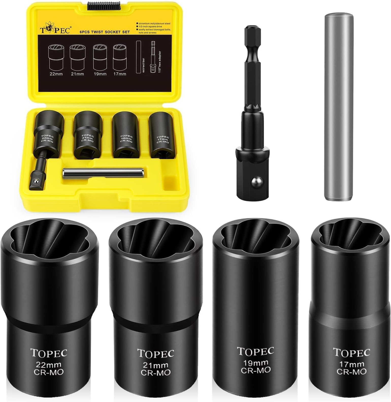 6PCS Wheel Lock Removal Kit, 1/2" Drive Lug Nut Removal Tool