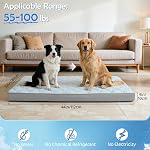 Q-Max>0.4 Cooling Dog Bed, 44" x 32" Orthopedic Dog Beds Large Sized, Waterproof Self-Cooling Pet Mat for Summer with Removable Washable Cover, Egg Crate Foam, Anti-Slip Bottom, Non-Gel, Blue