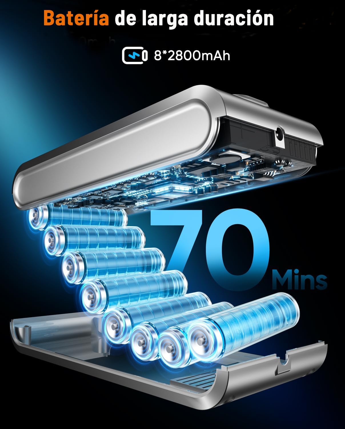 Aspiradora sin Cable 55KPA 650W 70Mins,Escoba Aspiradora sin Cable de 1,8 L, Aspiradora Vertical sin Antienredos/Pantalla LED/Autoportante, Adecuada Para Pelo Demascotas, Alfombras y Suelos de Madera — view 3