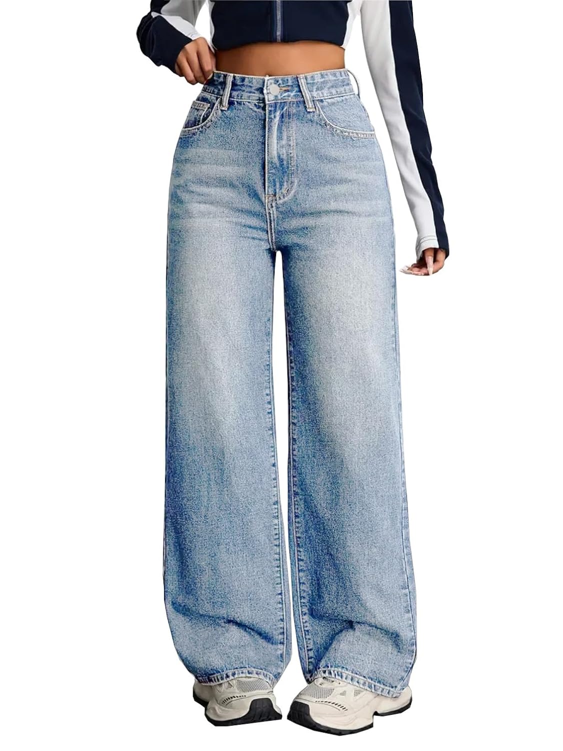 Nifty Store Nifty Women's Denim Stretchable High Waist Baggy Jeans, - Image 1