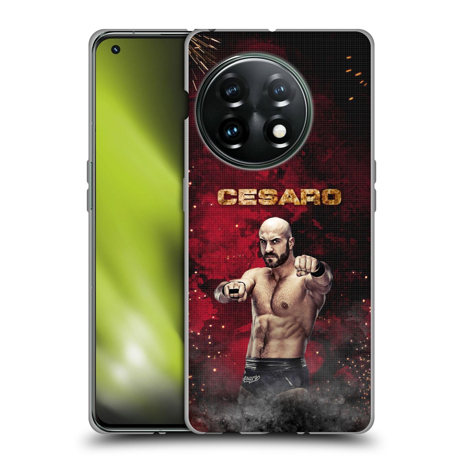 Head Case Designs Officially Licensed WWE LED Image Cesaro Soft Gel Case Compatible with OnePlus 11 5G