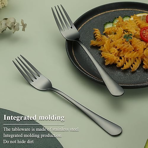 Miniatura 19 de Evanda Tenedor dorado de 12 piezas, tenedores de acero inoxidable chapado en titanio dorado de 8.07 pulgadas, tenedores para pasteles, tenedores