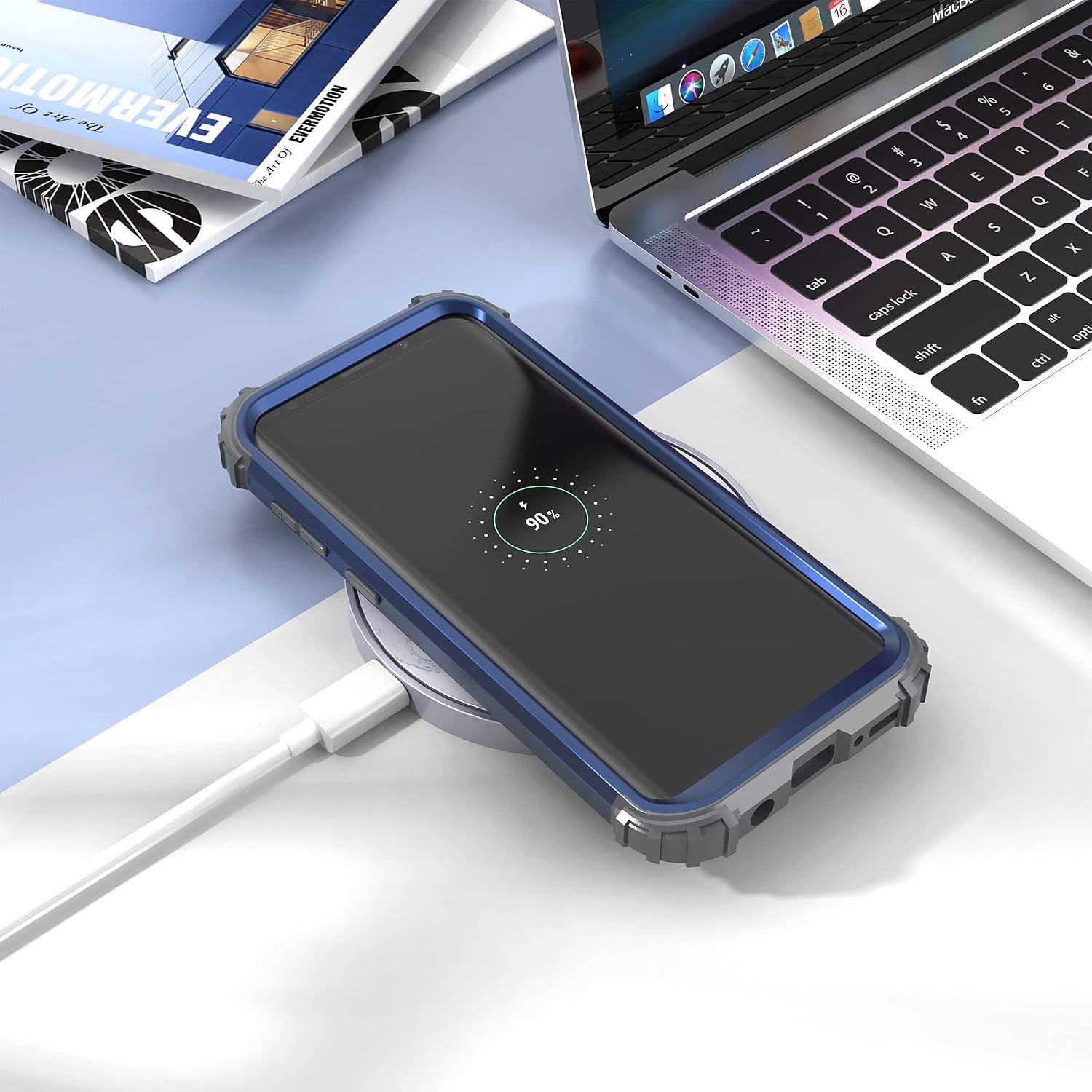 IDweel Galaxy S9 Plus Case, Galaxy S9+ Case Blue for Men Boys, 3 in 1 Shockproof Slim Hybrid Heavy Duty Protection Hard PC Cover Soft Silicone Rugged Bumper Full Body Bumper Case, Blue