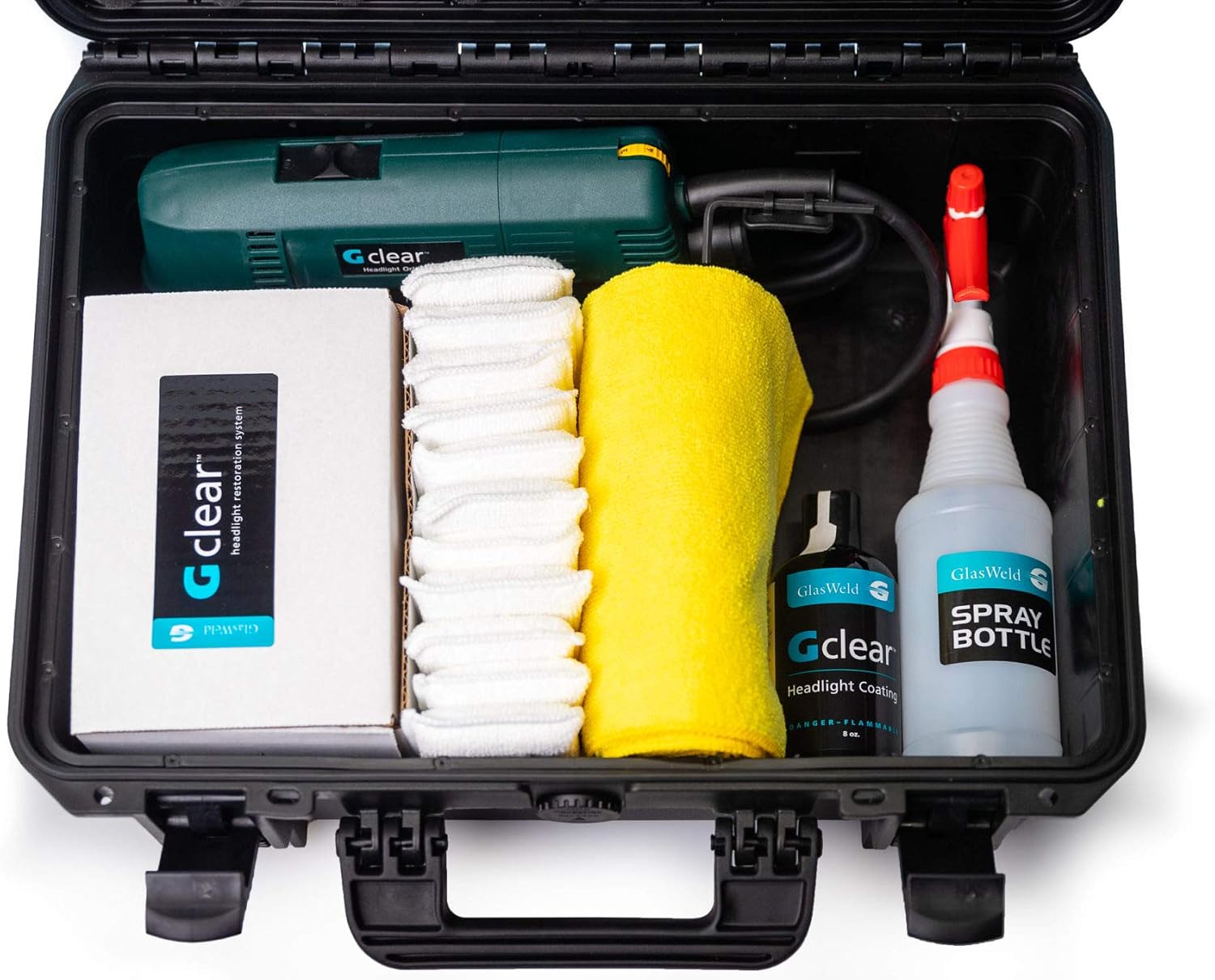 Glas Weld Professional Headlight Restoration Kit, Long-Lasting Results, Gclear Orbital Sander