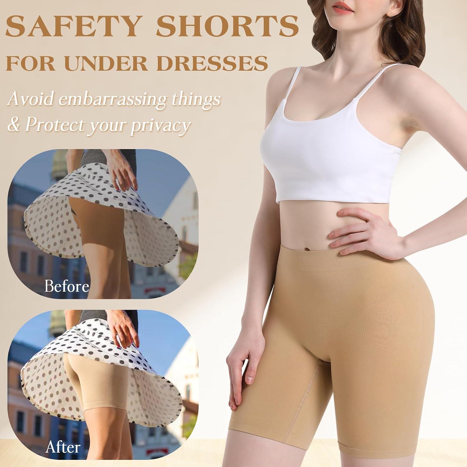 Reamphy 3 Pack Slip Shorts for Women Under Dress,Comfortable Smooth Yoga Shorts,Workout Biker Shorts
