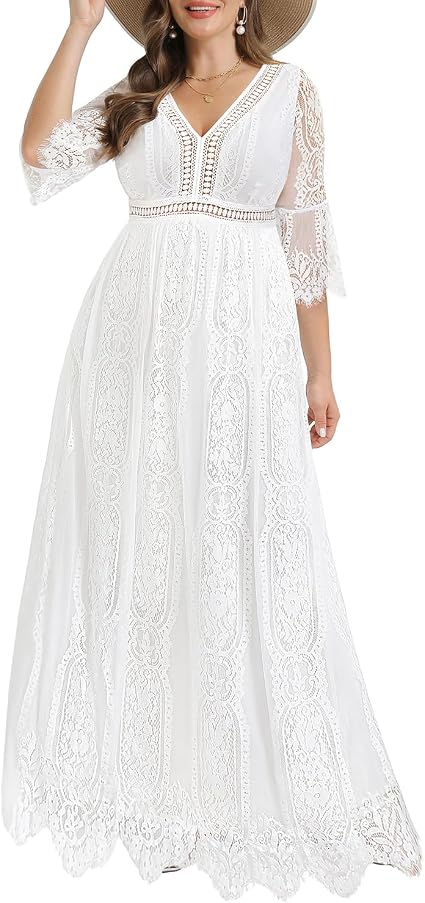 Plus Size Wedding Dress Boho - Maxi